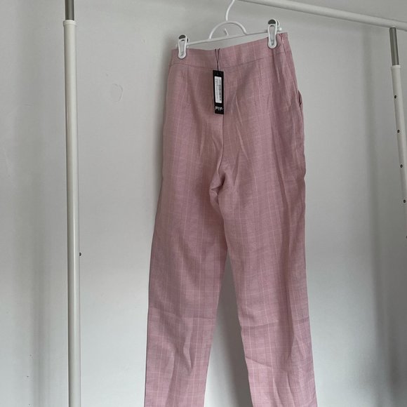 Check High Waisted Slim Fit Tapered Trousers - Picture 4 of 7